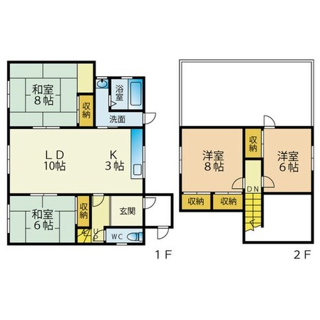 手稲駅 徒歩13分 1-2階の物件間取画像